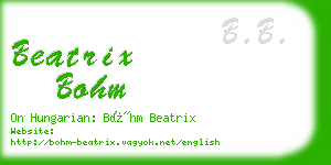 beatrix bohm business card